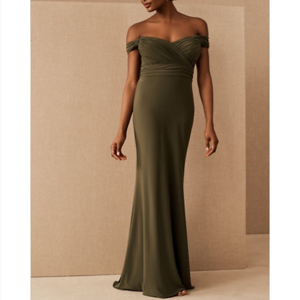 BHLDN Off the Shoulder Jersey Dress - Olive